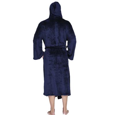 China Custom Made High Quality Luxurious Hooded Waistband Flannel Bath Flannel Mens Long Casual Robe Mens Thermal Long Robe Unisex for sale