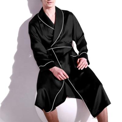 China QUICK DRY custom made high quality lounge homewear fashion pure silk sleepwear comfortable and luxurious solid color men's silk robe for sale