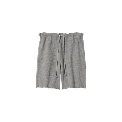 China Anti-wrinkle OEM Cotton Fleece Drawstring Super Soft Washed Gray Half Women Mid Weight Solid Sweatshorts for sale