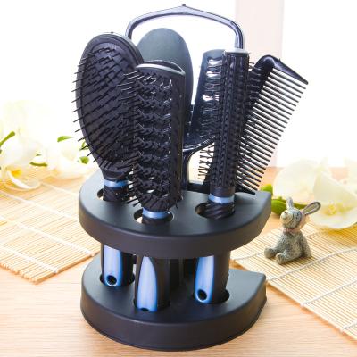 China Home Hair Comb Set Professional Salon Haircut Brush Comb Hair Brushes Styling Tools Mirror and Stand Holder Set 5Pcs for sale