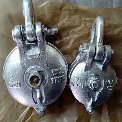 China Pulley With Shackle Red Color Or Hot Dip Galvanized Cable Wire Rope Pulley Hanging Pulley Block With Shackle for sale