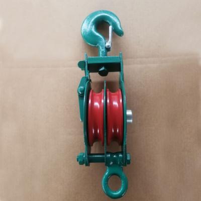 China Open Style Green Color Painted Style Open Double Pulley Sheave Snatch Block With Hook Or Eye for sale