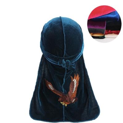 China Sports Wholesale Customized Logo Luxury Durag Velvet Muslim Durag Long Durag Cloth Bandana Hoods Pirate Hat for sale