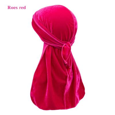 China Image Designer Durag Vendor High Quality Custom Soft Luxury Velvet Red Durag For Men And Women for sale