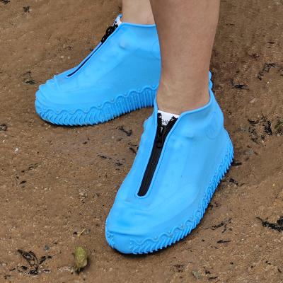 China Wholesale Lightweight Waterproof Silicone Rain Boots Shoe Cover Non-slip Rubber Zipper Protectors for sale