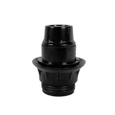 China Hot Sale Fashional Popular Bakelite Full Screw Threaded Lamp Socket With Lock Ring Black Lamp Holder Fixer for sale