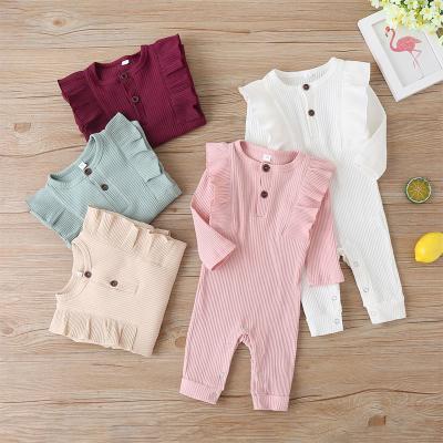 China Cotton Manufacturers Supply Good Quality 100% Cotton Baby Romper Ribbed Long Sleeve Newborn Clothes for sale