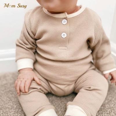 China Anti-wrinkle Newborn Baby Boy Cotton Clothes Set Ribbed Sweatshirt+Pant 2PCS Baby Home Suit Spring Autumn Clothing Set Outfit 0-2Y for sale