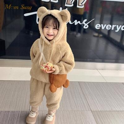 China Spring Autumn Winter Infant Toddler Homesuit Baby Boy Casual Fleece Baby Eear Clothes Set Hoodie+Pant 2PCS Hooded Baby Clothes 1-7Y for sale