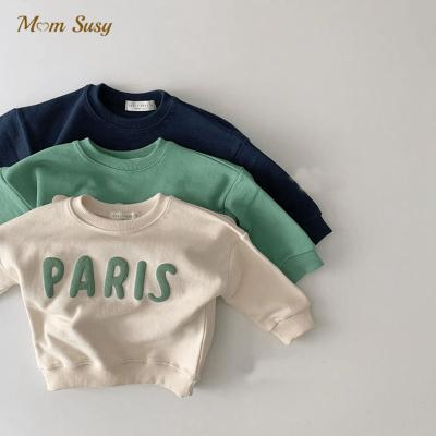 China Long Sleeve Sweatshirt Infant Casual Letter Print Casual Infant Toddler Backrest Hoodie Cotton Baby Boy Baby Outfits Top Baby Clothes 0-5Y for sale