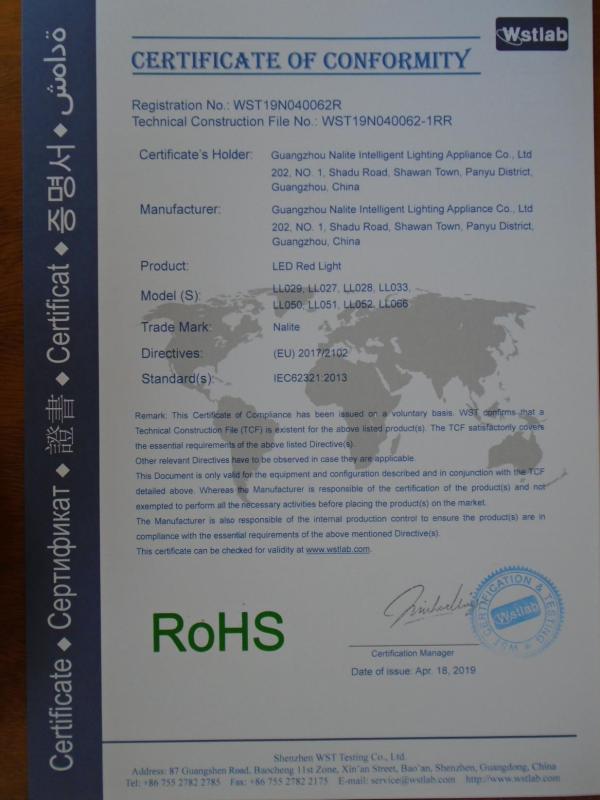 RoHS - Guangzhou Nalite Intelligent Lighting Appliance Co., Ltd.