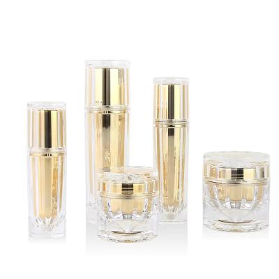 China 30ml 50ml 100ml Rose Gold Acrylic Cosmetic Packaging Bottles Cream Jar for sale