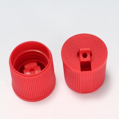 China 28 415 Red PP Screw Ribbed Plastic Turret Dispensing Caps Twist Top Cap Turret Cap for sale