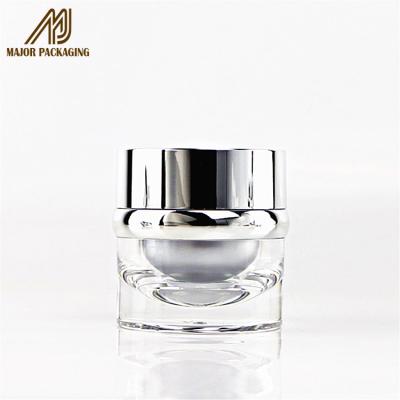 China Fancy Round Cream Cap 15ml 30ml 50ml Shiny Silver Cosmetic Jar Small Face Nail Polish Pot Face Container for sale