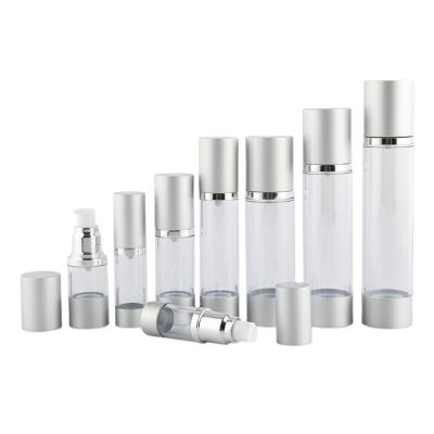 China Whitening Hot Sale Matte Silver Aluminum Serum PP Pump Airless Eye Serum Bottle 0.5oz for sale