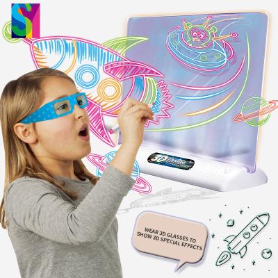 China Hot Selling Acrylic+ABS+PVC KOSTA OEM Manufacture 3D Drawing LED Magic Fluorescent Painting Board Kids Creative Growth Traffti for sale