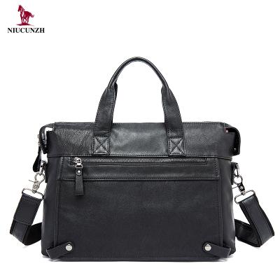 China FUNNY High Quality Fashion Men Bag High Quality Cowhide Laptop Men Briefcase Shoulder Messenger Bag Head Layer for sale