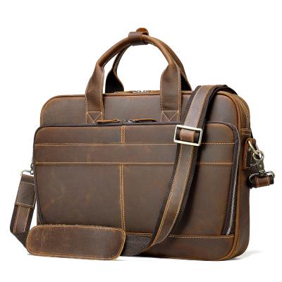 China Factory Custom 8368 Vintage High Quality Mens Genuine Leather Messenger Handbag Briefcase For 15 Inch Computer for sale