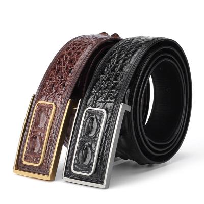 China High Quality Men's Smooth Buckle Belt Business Alligator Leather Belts Genuine Leather Pants Buckle Men's Belt for sale