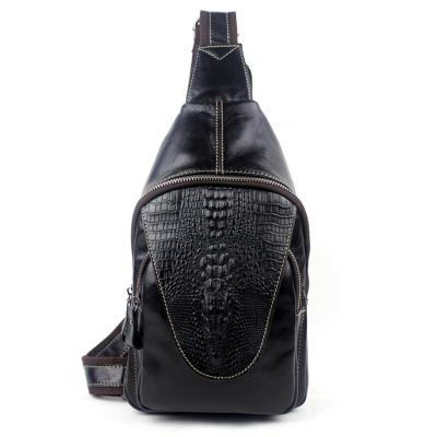 China Custom Waterproof Crocodile Pattern Sling Bag 8082 Cross - Mini Body Cross - Leather Body Man Shoulder Chest Bag for sale