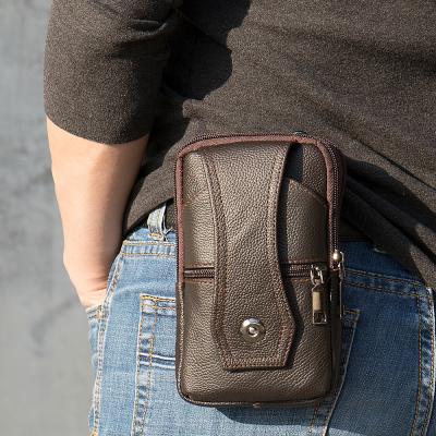 China Water Render Funny 7494 Genuine Leather Cross Mini - Body Bag Cell Phone Clutch Bag Resistant Belt Waist Bag For Men for sale