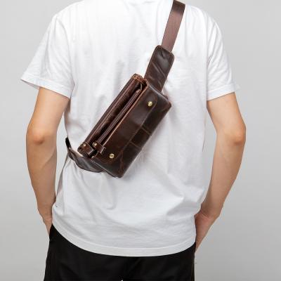 China Water Proof 8398 Reak Resistant High Quality Whip Leather Mens Designers Pussy Pack Waist Bag for sale