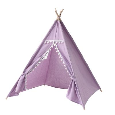 China Softly 1.6M Cotton Canvas Tee Pee Tent Children Play Princess Castle Kids Room Teepee Tent With Window for sale