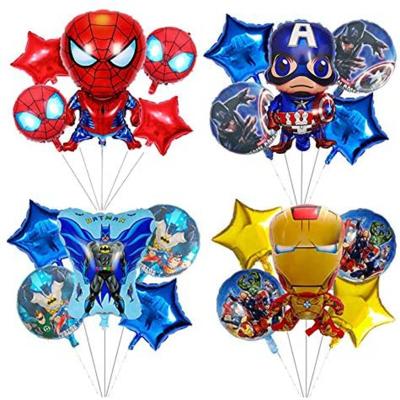 China Cute Superhero Children's Happy Birthday Party Decorations Supplies Aluminum Foil Balloon Set for sale