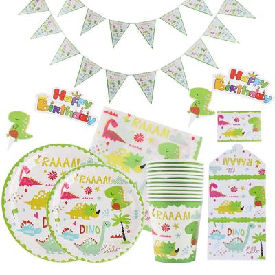 China Disposable. Best Selling High Quality Soluble Birthday Party Supplies Disposable Party Paper Plates Dinosaurs Style Festival Decorations for sale