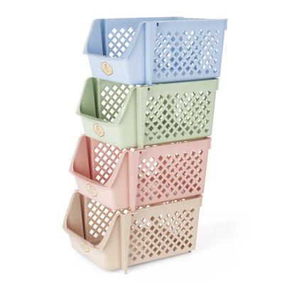 China Food Packaging USA Factory Production and Delivery Storage Basket Organizer for Food Snacks Toys Plastic Toiletries Storage Bins Multicolor for sale