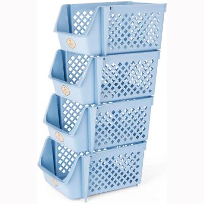 China USA factory sustainable production and delivery plastic stackable storage bins baskets storage sins stackable for saving place for sale