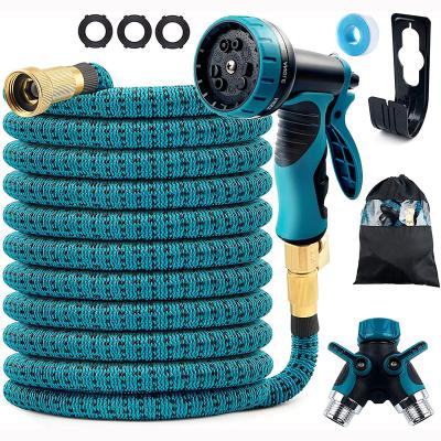 China Wholesale Expandable 50ft Garden Hose Flexible, 9-Function High Pressure Water Jet Nozzle with 3/4