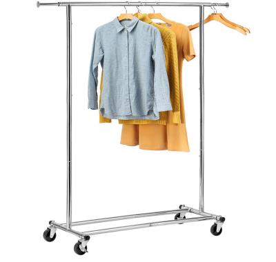 China Wholesale Double Rod Clothing Garment Rack Rolling Wire/Electric Earphone Wire Clothes Organizer On Wheels For Hanging Clothes for sale