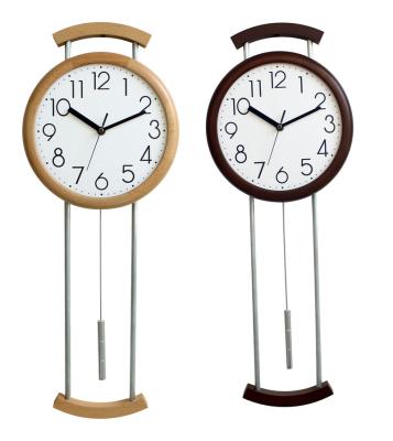 China Antique Style Modern minimalist design consisting of wood and metal creates a silent swinging wall clock for sale