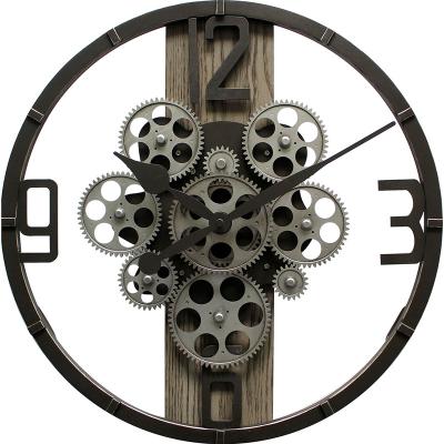 China Antique Style Retro Silent Metal Wall Clock Mechanical Gear Rotating Home decoration Wall Clock for sale