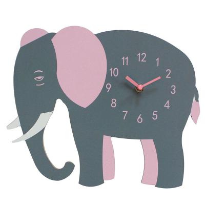 China Modern Home Decoration Antique Wooden Animal Elephant Wall Clock Cartoon Style Silent Wall Clock for sale