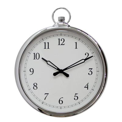 China Simple Modern Antique Style Chrome Color Pocket Watch Plastic Type Arched Glass Silent Wall Clock for sale