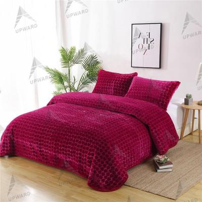 China HOT Factory Direct Selling 2020 Bestseller Blanket Bedding Set Luxury Solid Simple Color Embossed Blanket 3pcs Set for sale