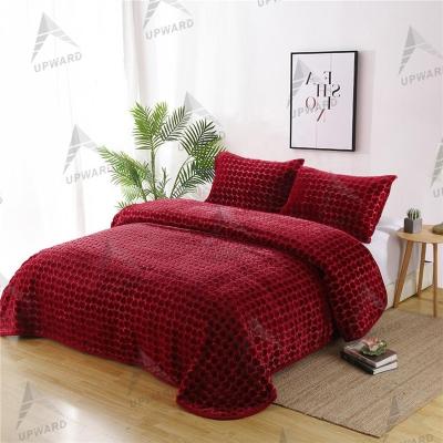 China 2020 Factory Direct Selling HOT Luxury Plain Solid Color Adults Bedding Set 3PCS Coverlet Embossed Blanket Set Best Selling for sale