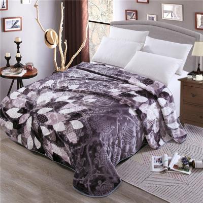 China 2021 Factory Hot Selling Mink Blanket Luxury Blue Flower Mexican Style 1ply Embossed Blanket For Winter for sale