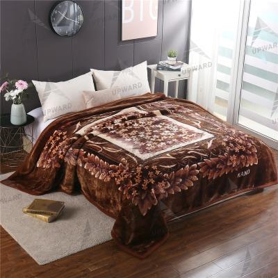 China NEW PASSIONATE! Factory Wholesale Mink Blanket 100%Polyester 220x240cm 2ply Brown Luxury Embossed Throw Blankets For Winter for sale