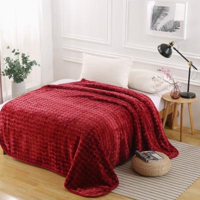 China PORTABLE Best Sell High Quality 100% Polyester 220*240 3.5KG Solid Color Raschel Blanket For Hotel Supermarket Supplier for sale