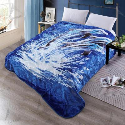 China PASSIONATE Factory Hot Sale 100%Polyester Classic Animal Pattern 1ply Mink Embossed Raschel Blanket For Double Bed Covering for sale