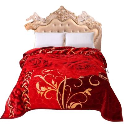 China PORTABLE Accept Luxury Knitted Mink Embossed Bedding Hotel Supermarket Home Covering Raschel Raschel Custom Design100% Polyester Supplier for sale