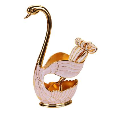 China Good stocked quality and luxcuy handmade gold decorative fruit coffee and milk spoon holder for wedding party home use for sale