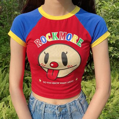 China Fashion Cartoon Joker Color Bump T Shirt Women NEW Culture Breathable Top for sale