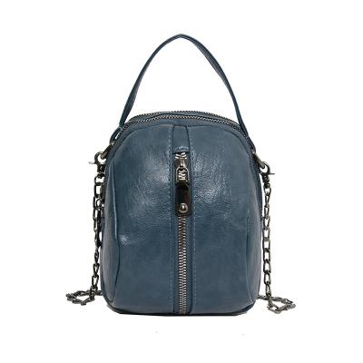 China Top Selling Shoulder Bag Mini Crossbody Bags Pu Ladies Chained Leather Strap Sling Bags Blue Chian Women Tote Bags for sale