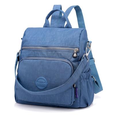 China 2021 Factory Wholesale Women's Blue Nylon Anti-theft Bags Large Capacity Anti-theft Walk Logo Student School Backpack Bags Custom Made for sale