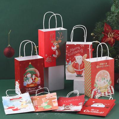 China 2021 Hot Sale 10PCS Cute Christmas Shopping Bag Gift Paper Bag Recyclable Christmas Decoration Bag for sale