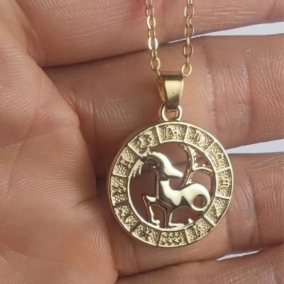 China Nickel Free Zodiac Sign Women Gold Silver Design Necklace Card Holder Pendant Necklace for sale